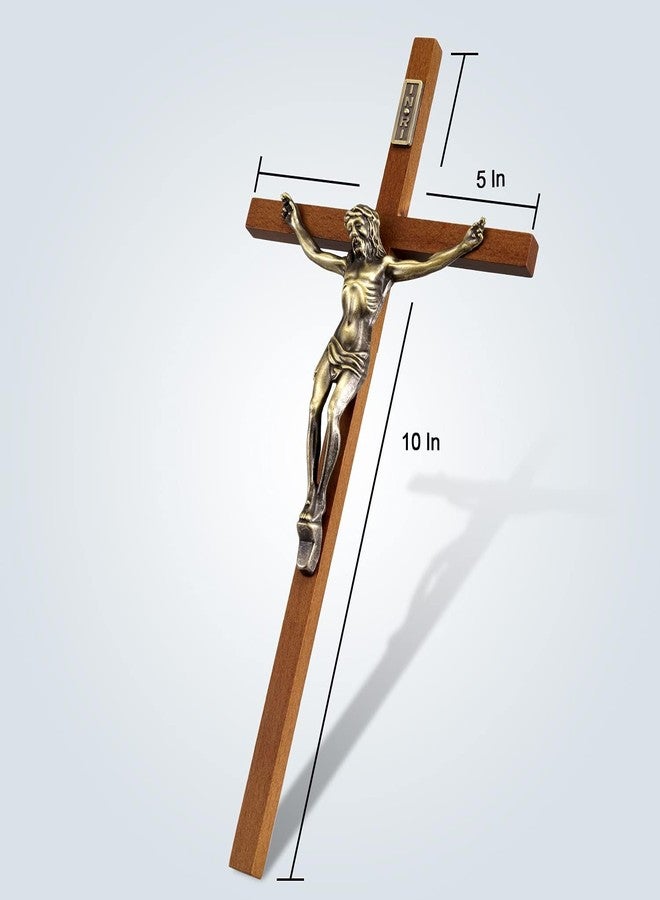 ACHIBANG Crucifix Wall Cross Catholic - 10" Wooden Jesus Cross with INRI for Wall or Easter Decor, Christian Gift for Faithful Home - Image 4